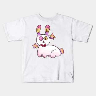 Cute Pink Bunny With Stars Kids T-Shirt